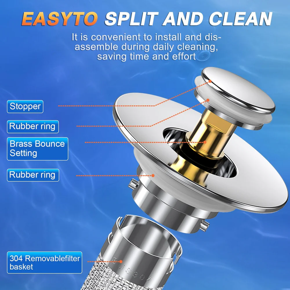 Upgraded Universal Bathroom Sink Stopper with Built-in Filter - Image 5