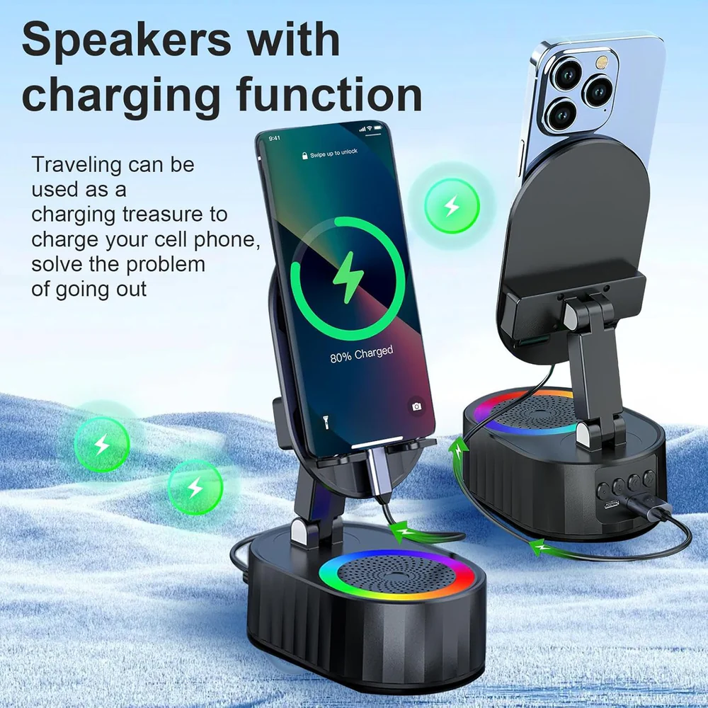 Wireless Charging Phone Stand with Built-in Bluetooth Speaker - Image 5