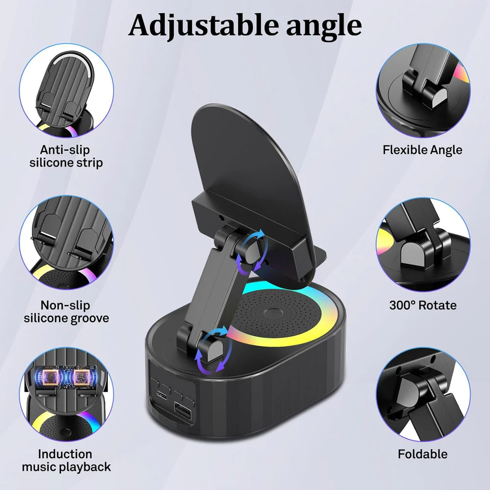 Wireless Charging Phone Stand with Built-in Bluetooth Speaker - Image 6