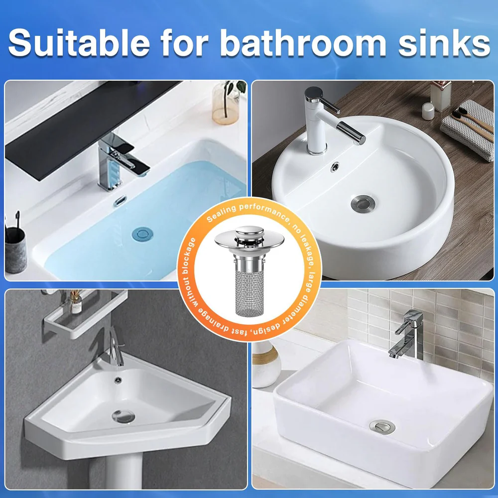 Upgraded Universal Bathroom Sink Stopper with Built-in Filter - Image 7