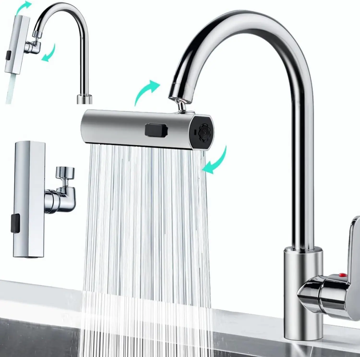 360° Rotating Kitchen Faucet Sprayer with Dual Water Modes - Image 2