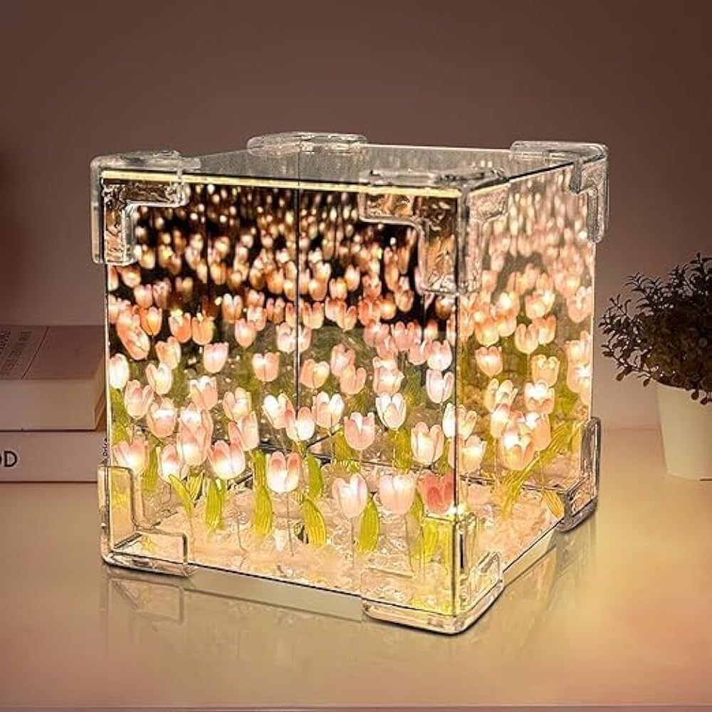 3D Tulip Crystal Cube Lamp – Decorative LED Night Light - Image 2