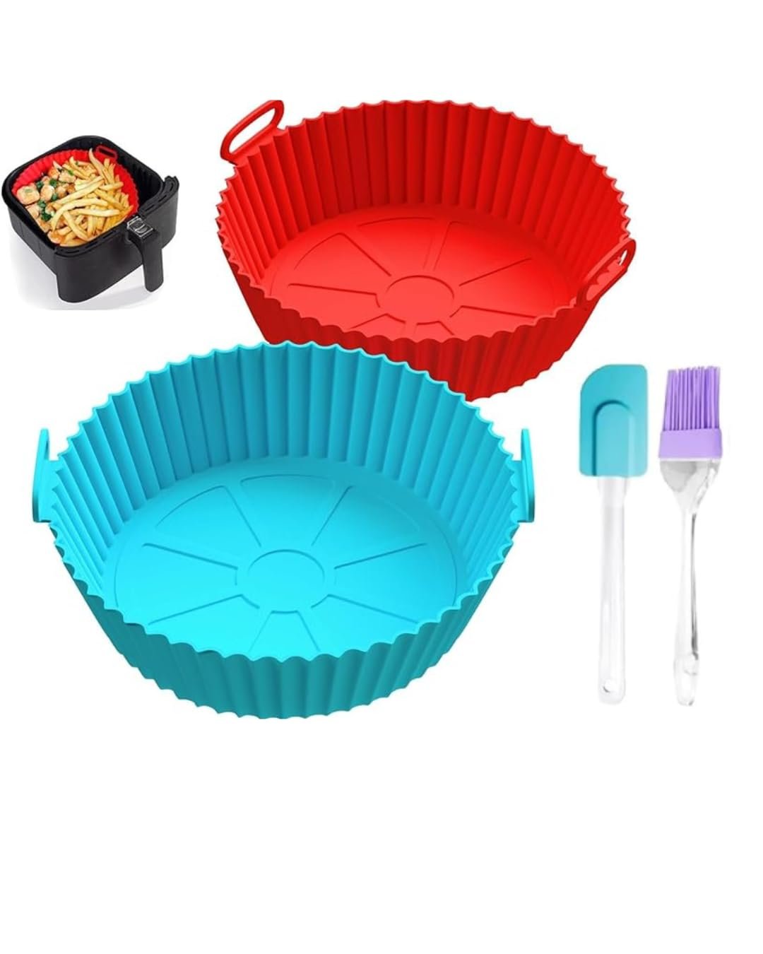 Reusable Silicone Air Fryer Liner with Handles - Image 2