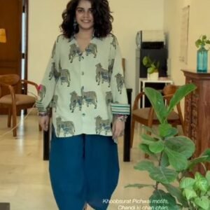 Pichwai Inspired Cow Print Pure Cotton Anti-Fit Shirt