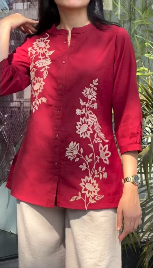 Floral Embroidered Short Kurti