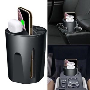 Car Cup Holder Phone Mount with Dual USB Charger