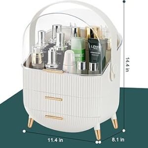 Multi-Layer Makeup and Cosmetic Storage Organizer with Transparent Lid
