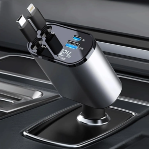 Car USB Charger with Voltage Display and Fast Charging Ports