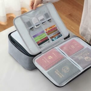 Portable Travel Document Organizer Secure Passport and Certificate Storage Case