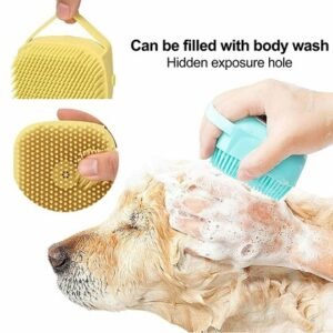 Pet Bath Brush with Built-In Soap Dispenser
