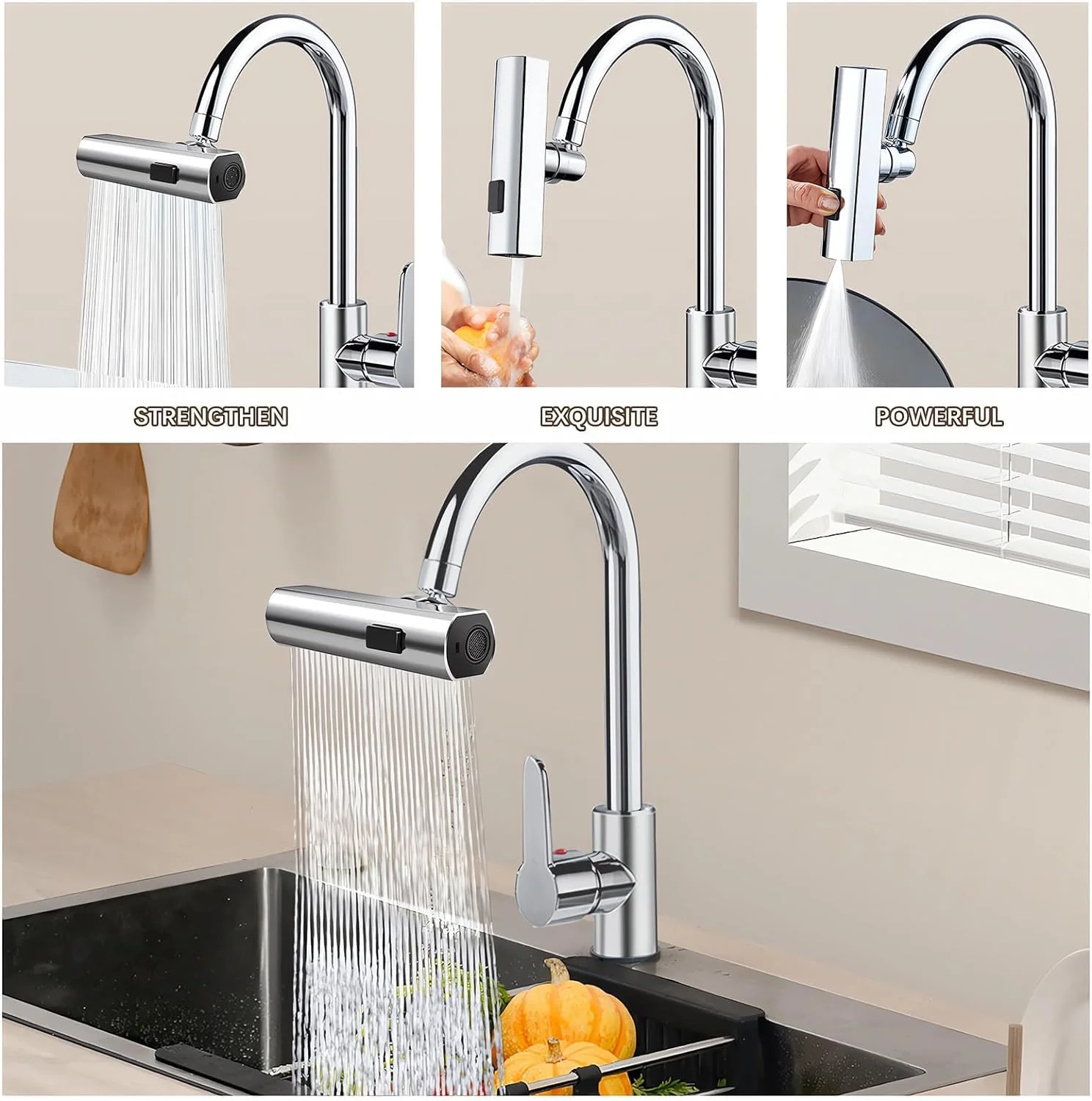 360° Rotating Kitchen Faucet Sprayer with Dual Water Modes - Image 4