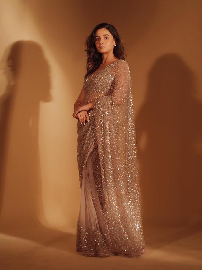 Alia Bhatt In Butterfly Mono Net Designer Saree For wedding - Image 3