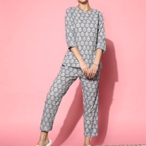 Women Grey Printed Pure Cotton Co-Ord Set