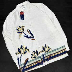 Spillburg Off-White Linen Digital Placement Floral Print Shirt
