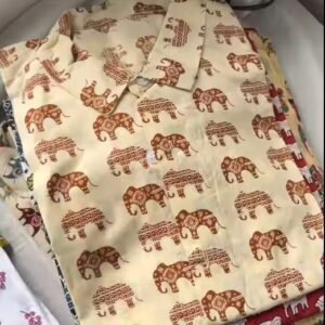 Cotton Elephant Print Casual Shirt