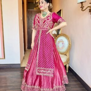 Rani Pink Embroidered Bridal Lehenga with Heavy Zari Work