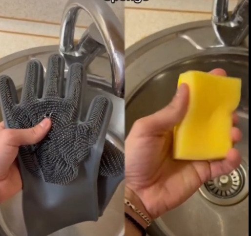 Silicone Dishwashing Cleaning Gloves with Scrubber - Image 4