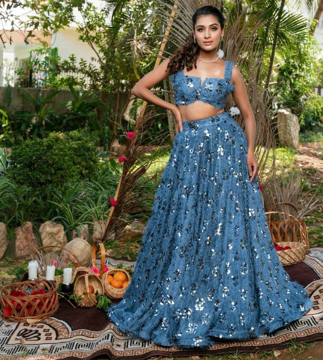 Blue Color Beautiful Sequins Work lehenga Choli - Image 2