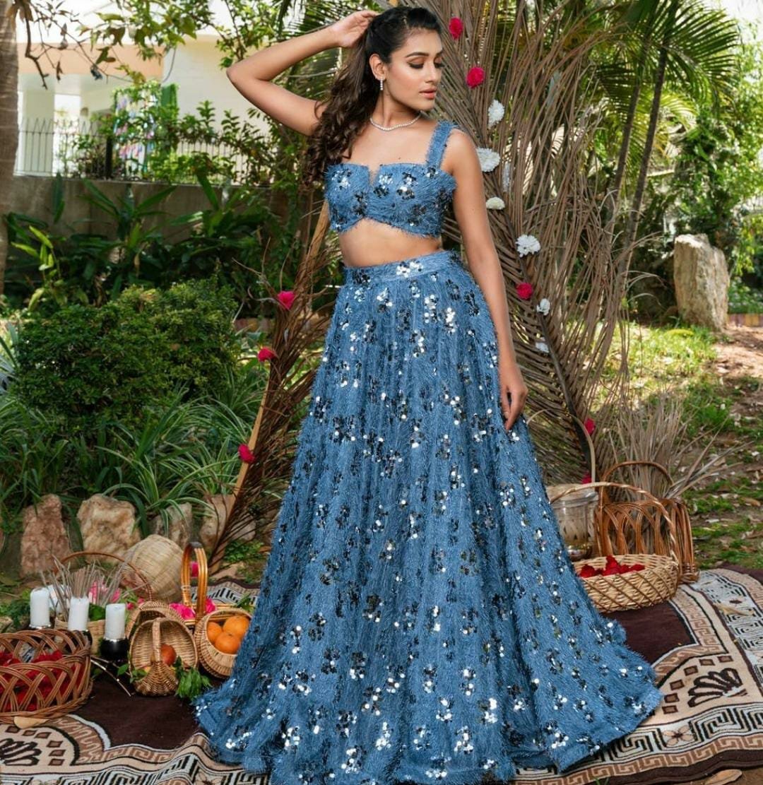 Blue Color Beautiful Sequins Work lehenga Choli - Image 5