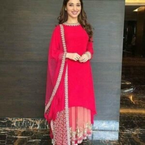 Pink Color Embroidery Work Anarkali Suit