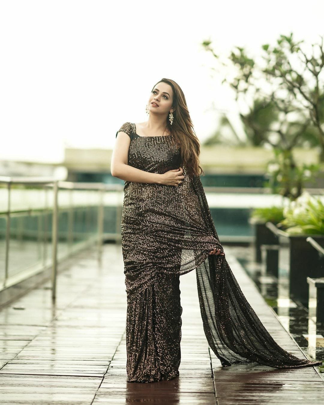 Black Color Sequence Embroidery Work Beautiful Georgette Saree - Image 4