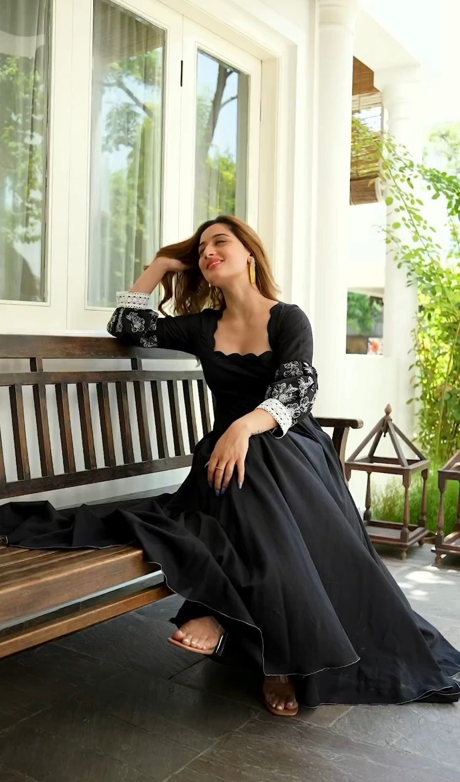 Black Color Georgette With Embroidery Work Gown