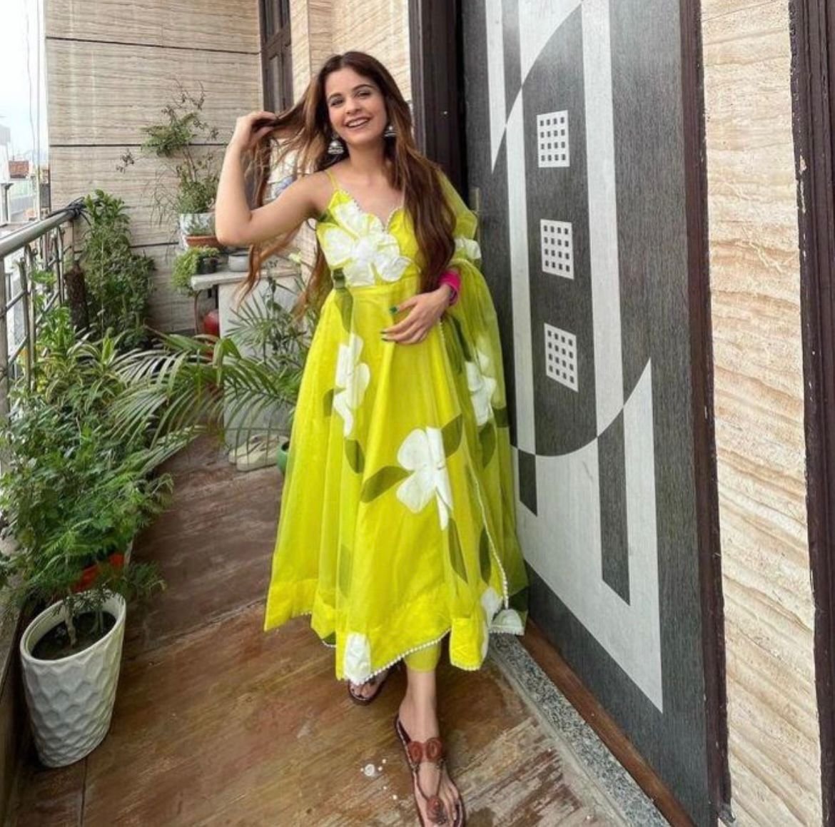 Parrot Green Color Digital Printed Anarkali Gown - Image 2