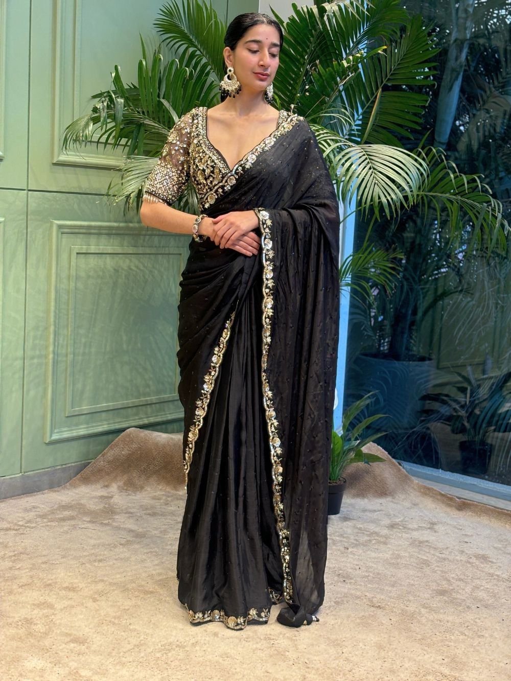 Black Color Soft Silk Party Wear Saree - Image 2