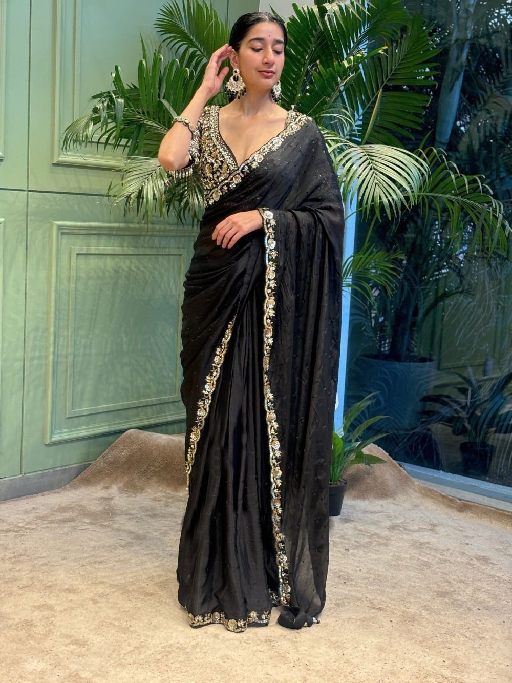 Black Color Soft Silk Party Wear Saree - Image 3