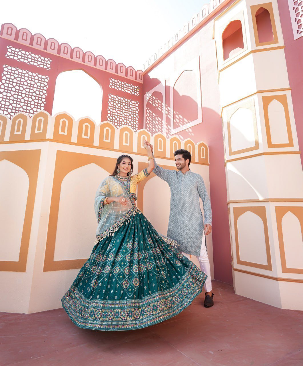 Aqua Green With attractive Dupatta - Image 4