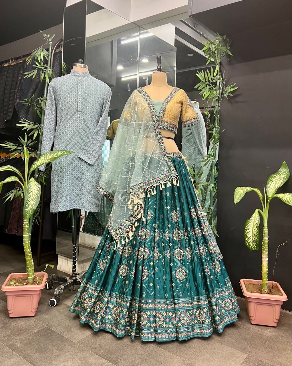 Aqua Green With attractive Dupatta - Image 8