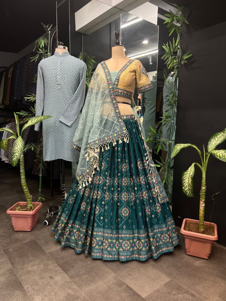 Aqua Green With attractive Dupatta - Image 9