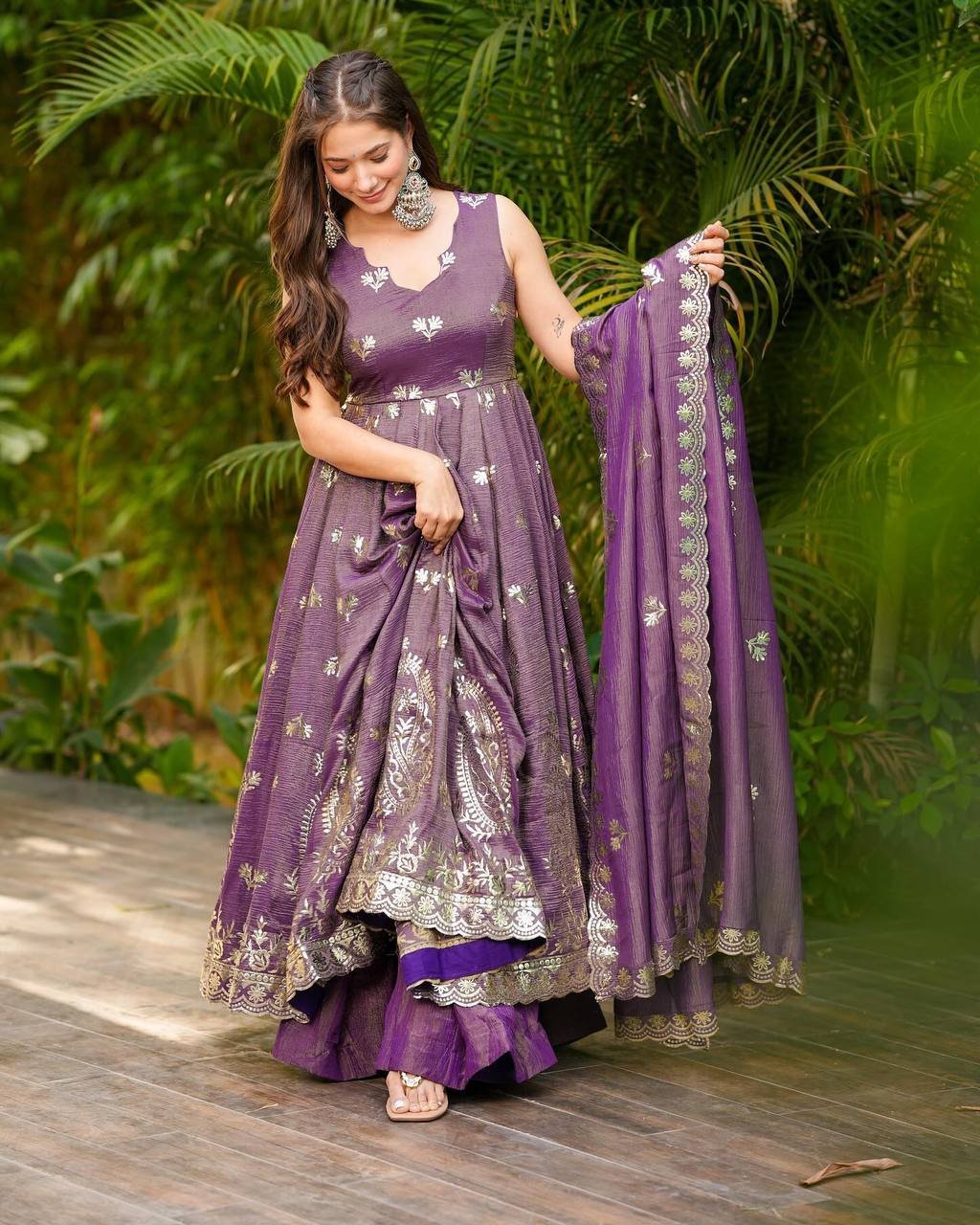 Crunchy Silk With Embroidery Work Onion Gown - Image 4
