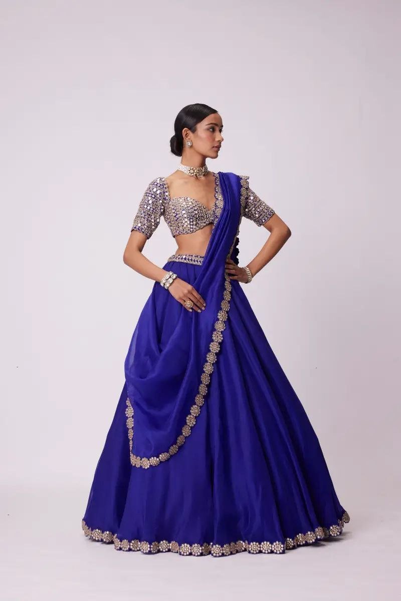 Mirror Work Blue Color Designer Lehenga Choli - Image 2