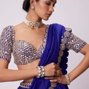 Mirror Work Blue Color Designer Lehenga Choli