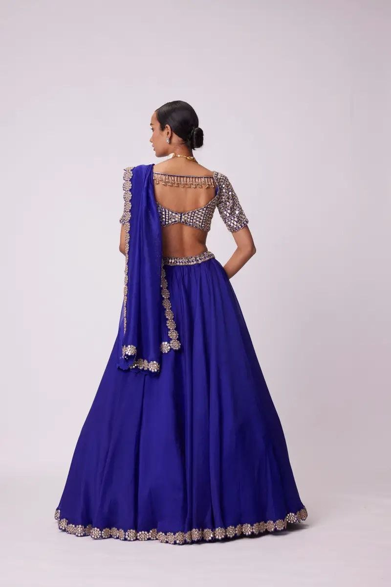 Mirror Work Blue Color Designer Lehenga Choli - Image 4