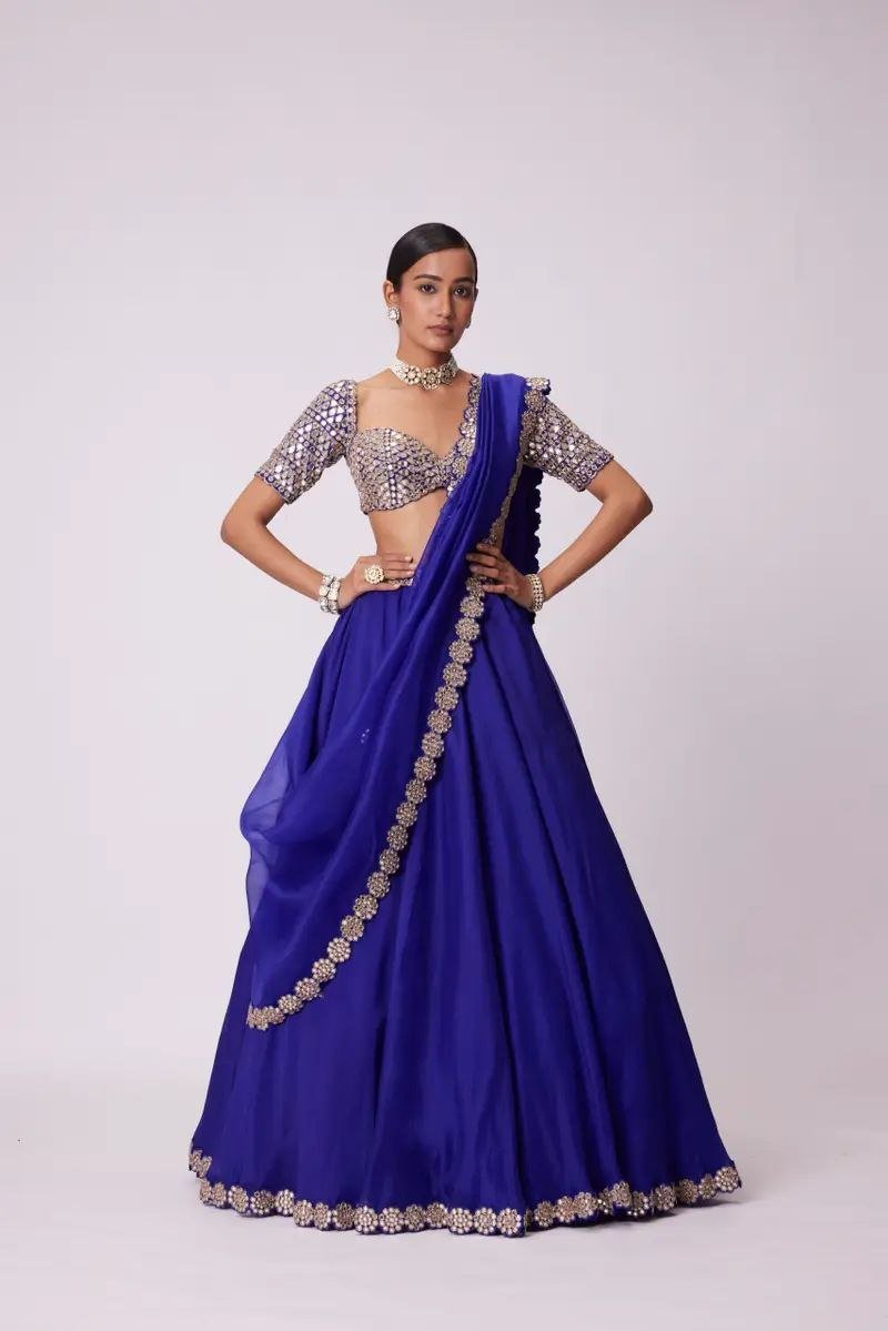 Mirror Work Blue Color Designer Lehenga Choli - Image 3