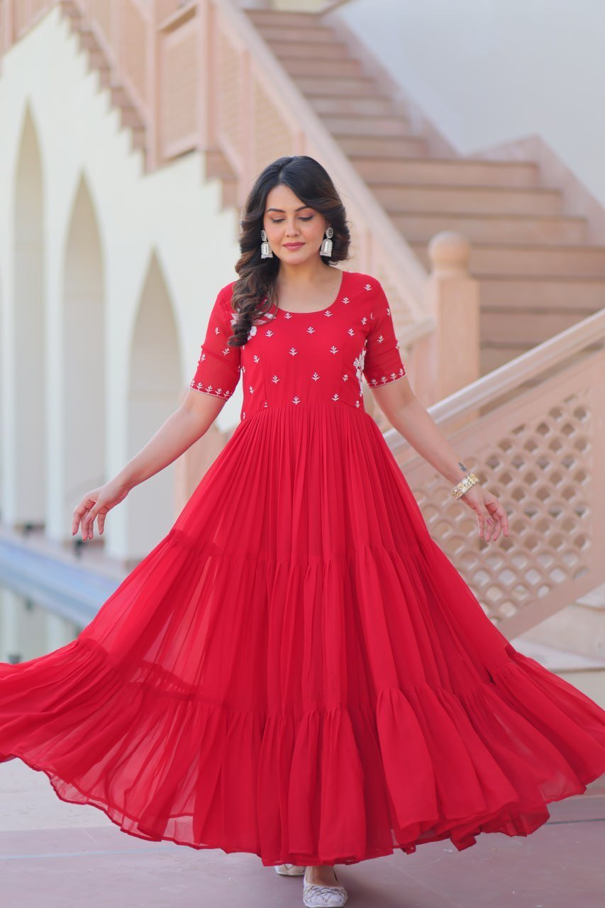 Lovely Red Color Long Gown - Image 3