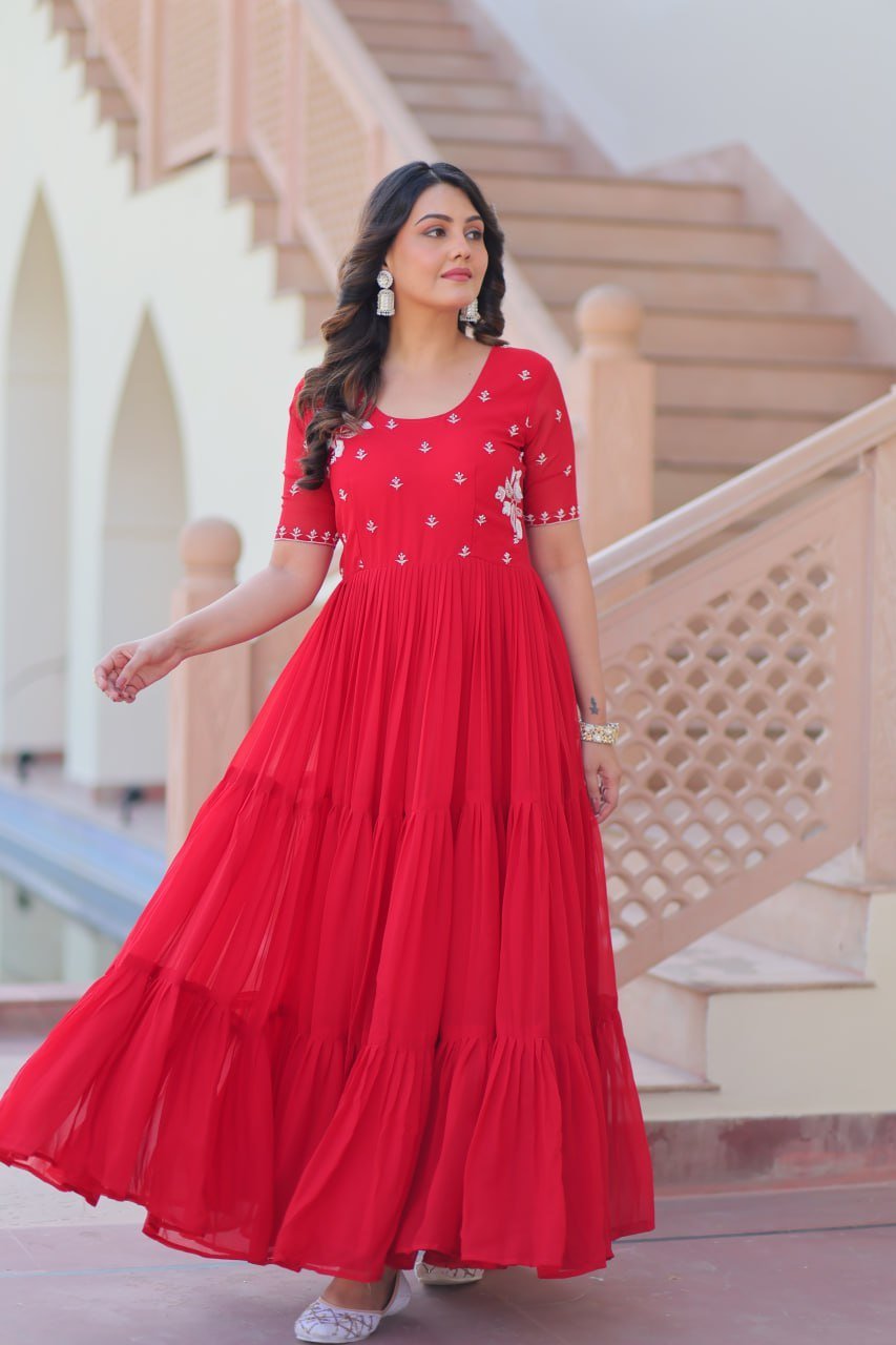 Lovely Red Color Long Gown - Image 4