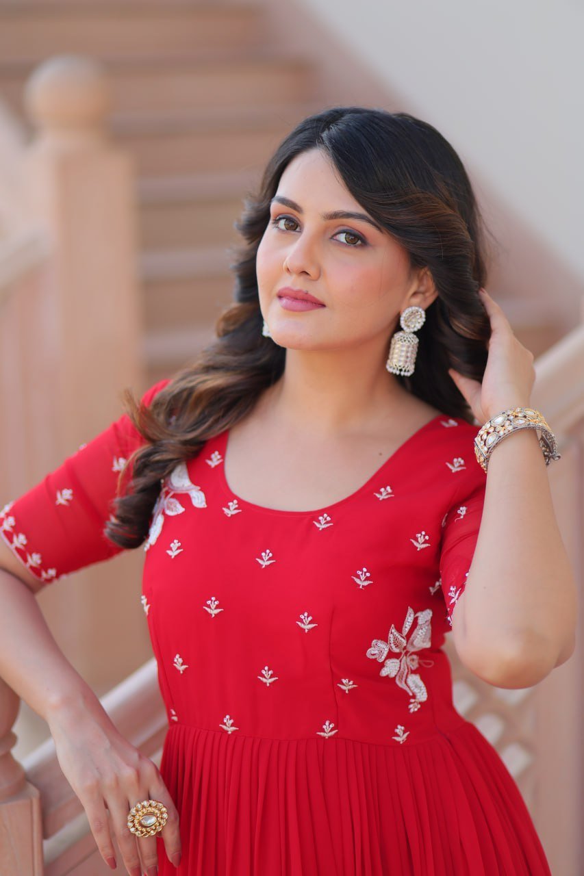 Lovely Red Color Long Gown - Image 5