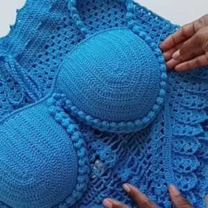 Blue Crochet Bralette Crop Top