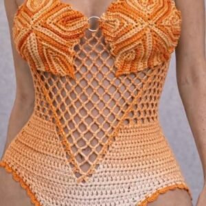 White Crochet Tie-Up One-Piece Swimsuit