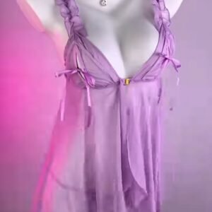 Lavender Sheer Babydoll with Ruffle Strap Detail