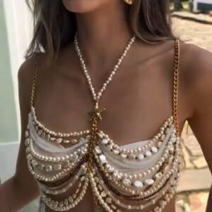 Ocean Pearl Drape Statement Top