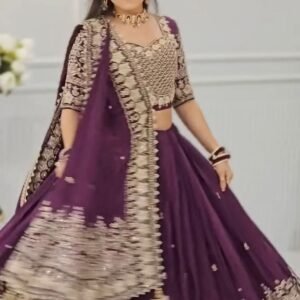 Premium Wine Purple Bridal Lehenga Choli with Heavy Embroidery