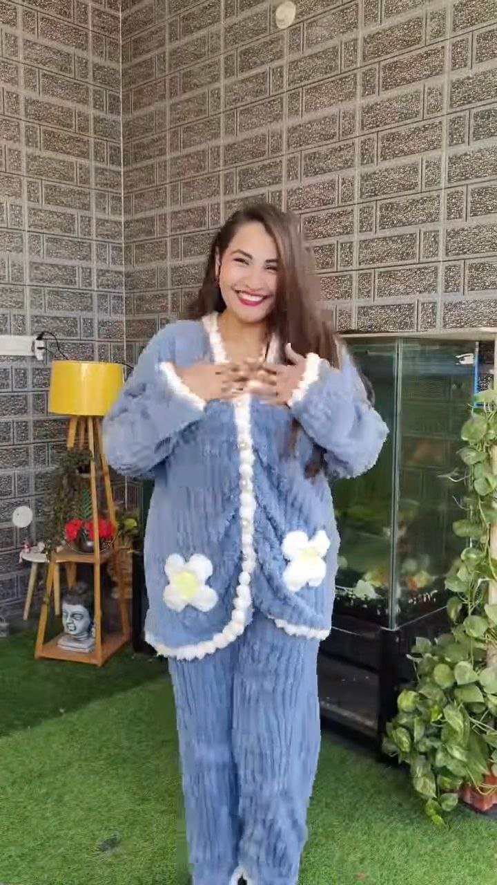 Plush Winter Lounge Co-Ord Set with Front Button Jacket - Image 5