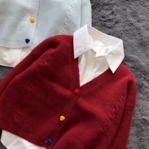 Women’s Knit Cardigan with Shirt Collar Detail