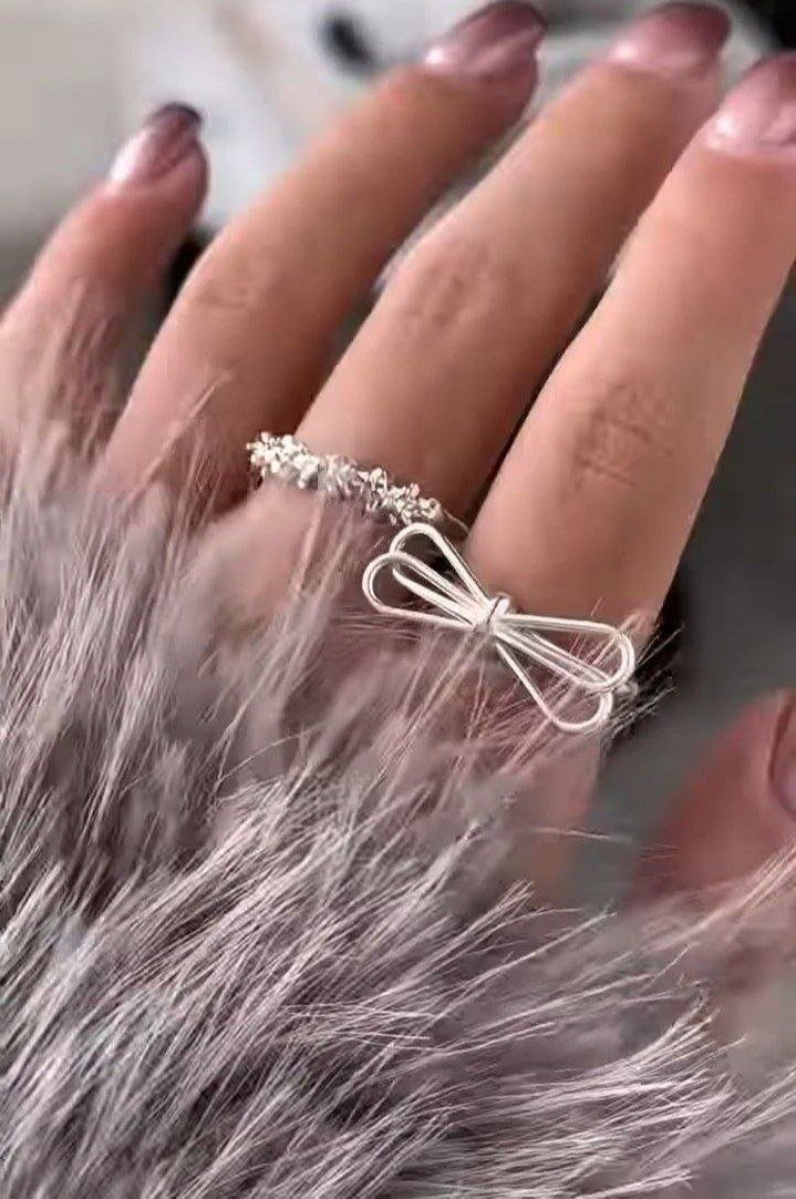 Elegant Bow Charm Silver Bracelet & Ring Set - Image 3