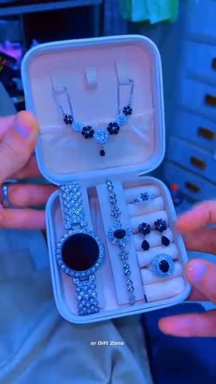 Black Stone Diamond Finish Complete Jewelry Gift Set