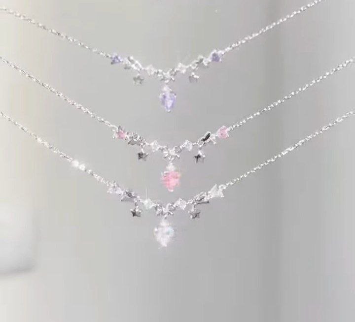 Celestial Crystal Charm Necklace – Star & Drop Pendant Collection - Image 2